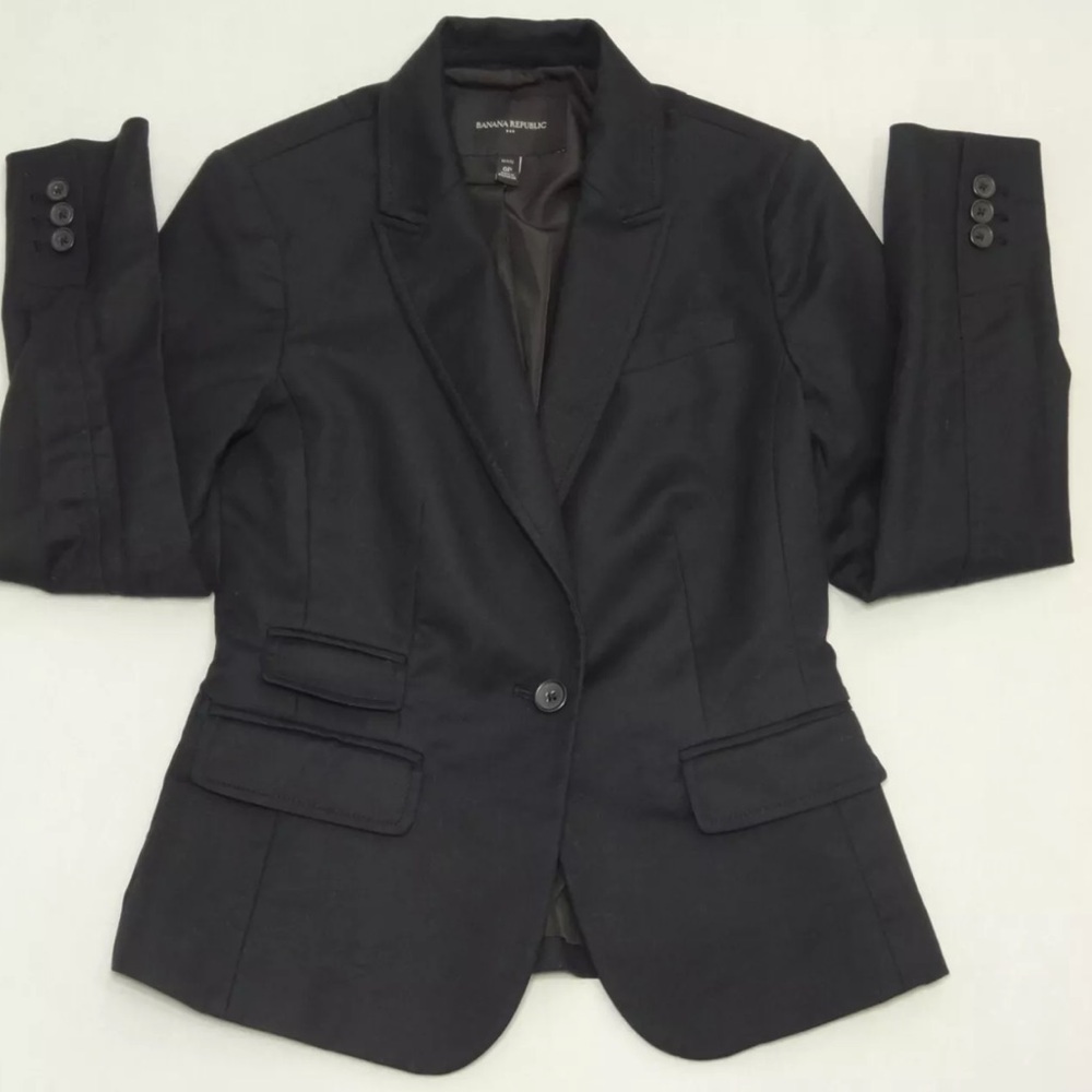 New Banana Republic Sleek Sculpted Blazer Black Women's Size Small